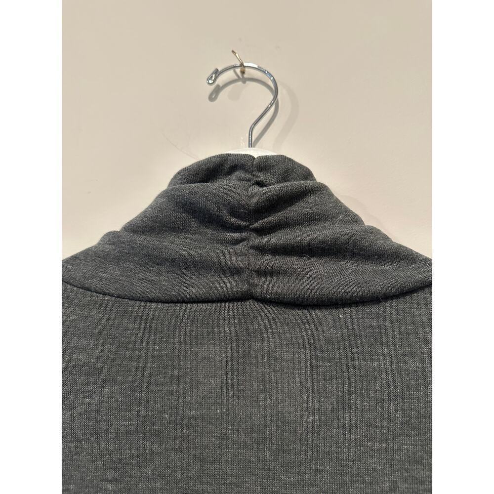 Small Gray Sweater Shawl Collar Draped Front Long Sleeve Work Office Blouse Top - Picture 6 of 9